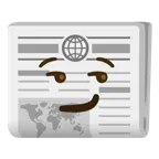 smirking face + newspaper