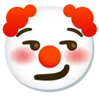 smirking face + clown face