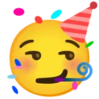 smirking face + partying face