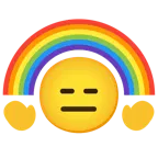 faccina inespressiva + arcobaleno