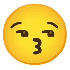 kissing face + unamused face
