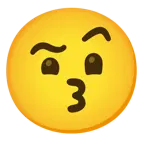 kissing face + face with raised eyebrow