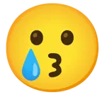 kissing face + smiling face with tear