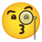 kissing face + face with monocle