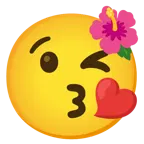 face blowing a kiss + hibiscus