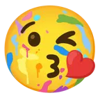 face blowing a kiss + artist palette