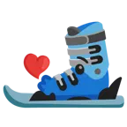 face blowing a kiss + skis