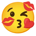 face blowing a kiss + kiss mark