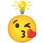 face blowing a kiss + light bulb