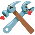 face blowing a kiss + hammer and wrench