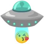face blowing a kiss + flying saucer