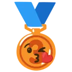 face blowing a kiss + 3rd place medal