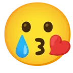 face blowing a kiss + smiling face with tear
