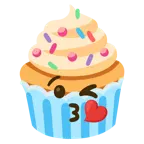 face blowing a kiss + cupcake