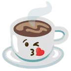 face blowing a kiss + hot beverage