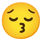 kissing face with smiling eyes + pensive face