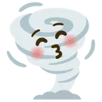 kissing face with closed eyes + tornado