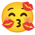 kissing face with closed eyes + kiss mark