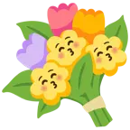 kissing face with closed eyes + bouquet