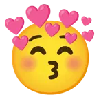 kissing face with closed eyes + heart with arrow