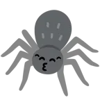 kissing face with closed eyes + spider