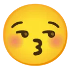 kissing face with closed eyes + smirking face