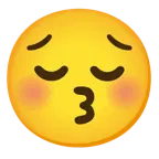 kissing face with closed eyes + pensive face