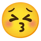 kissing face with closed eyes + persevering face