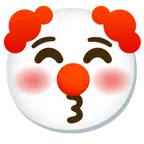 kissing face with closed eyes + clown face