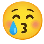 kissing face with closed eyes + smiling face with tear