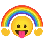 face with tongue + rainbow