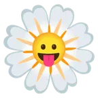 face with tongue + blossom