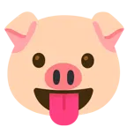 face with tongue + pig face