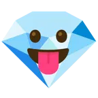 face with tongue + gem stone