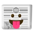 face with tongue + newspaper