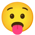 face with tongue + anguished face
