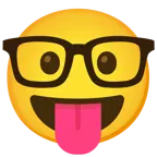 face with tongue + nerd face