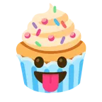 face with tongue + cupcake