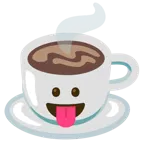 face with tongue + hot beverage