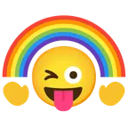 faccina che fa l’occhiolino e mostra la lingua + arcobaleno