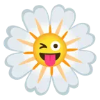 faccina che fa l’occhiolino e mostra la lingua + fiore