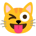 faccina che fa l’occhiolino e mostra la lingua + muso di gatto