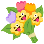 faccina che fa l’occhiolino e mostra la lingua + mazzo di fiori