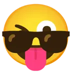 faccina che fa l’occhiolino e mostra la lingua + faccina con sorriso e occhiali da sole