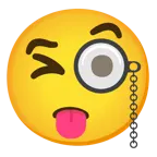 faccina che fa l’occhiolino e mostra la lingua + faccina con monocolo