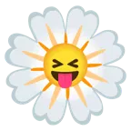 faccina che strizza gli occhi e mostra la lingua + fiore