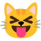 faccina che strizza gli occhi e mostra la lingua + muso di gatto