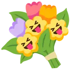 faccina che strizza gli occhi e mostra la lingua + mazzo di fiori