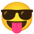 faccina che strizza gli occhi e mostra la lingua + faccina con sorriso e occhiali da sole