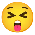 squinting face with tongue + astonished face
